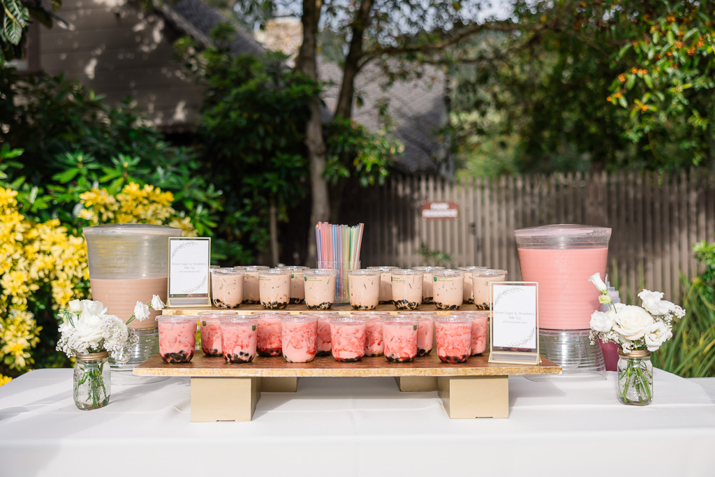 colorful outdoor boba station at wedding