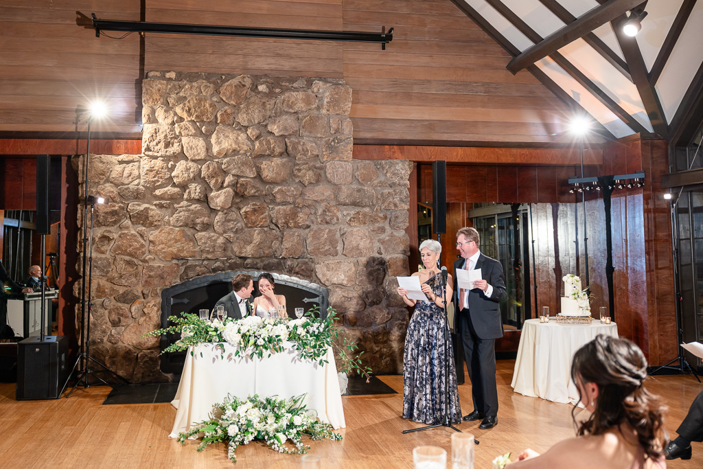 parents of the groom giving a great dinner toast