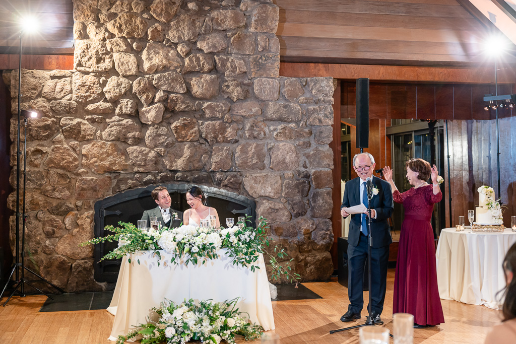 bride's parents giving a dinner speech