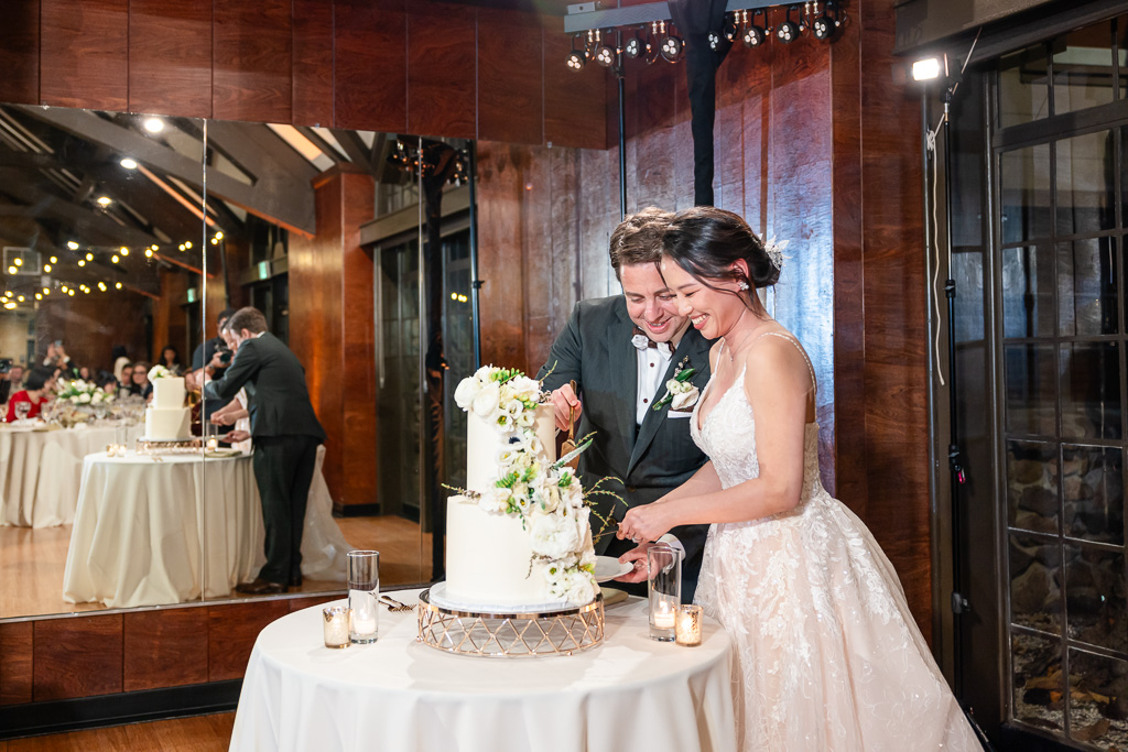 wedding cake cutting at The Brazilian Room reception