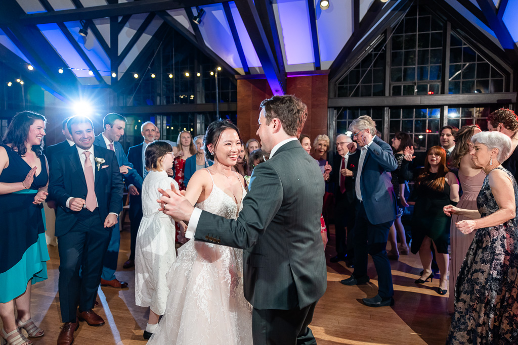 bride and groom at the center of the dance floor at The Brazilian Room