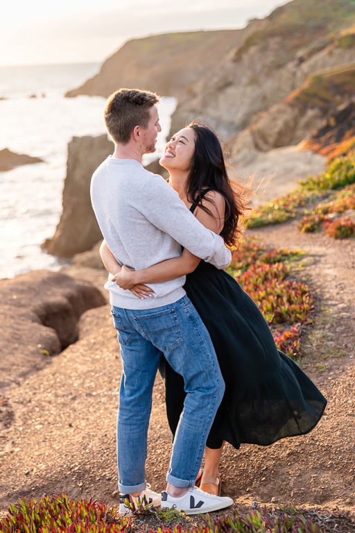 engagement photos above Rodeo Beach