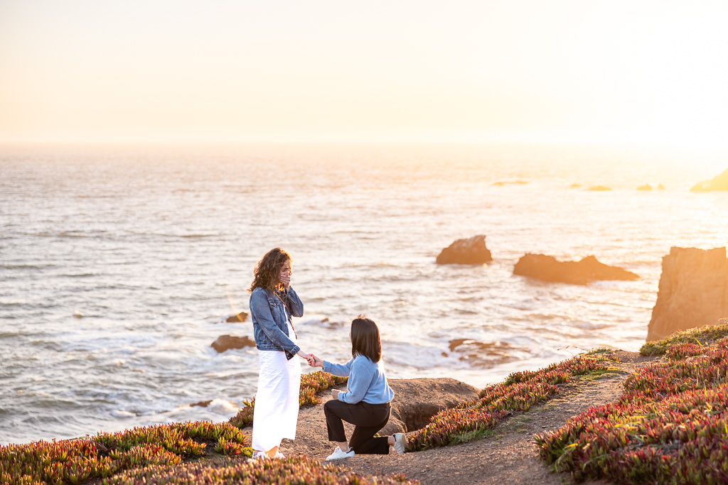 California coastal cliffside sunset same-sex marriage proposal