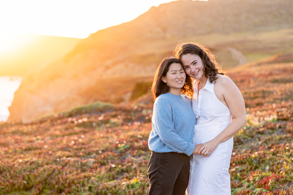 couple portraits at golden hour on succulents