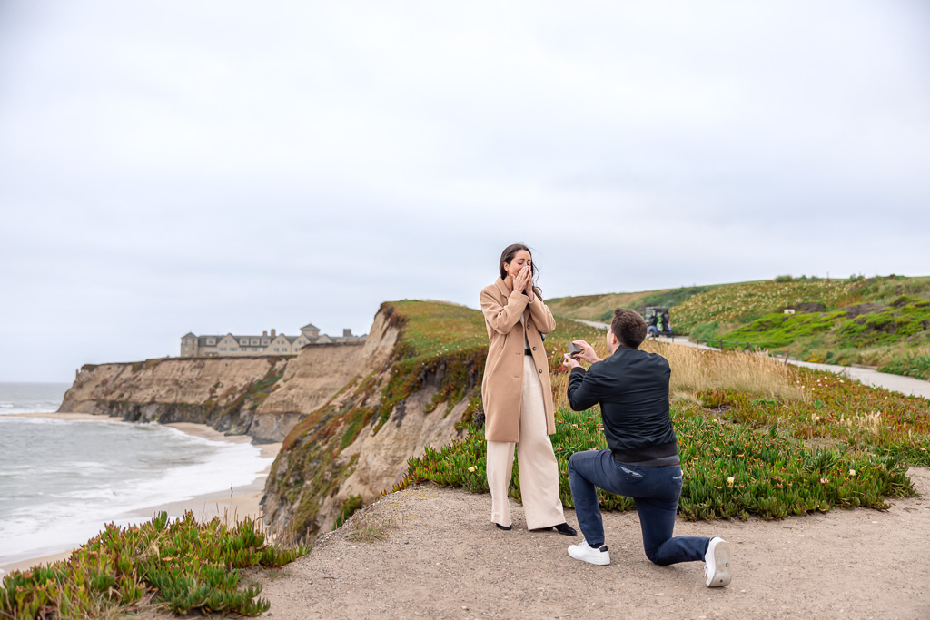 surprise proposal at the Ritz in Half Moon Bay