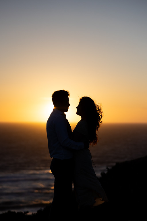 sunset silhouette photo of couple