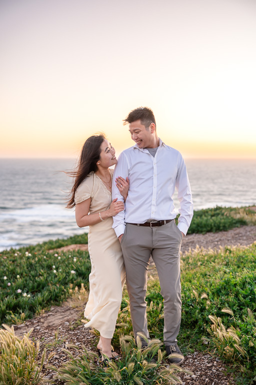 oceanside sunset engagement photo