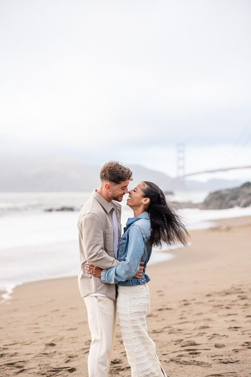 cute intimate engagement photos at Baker Beach