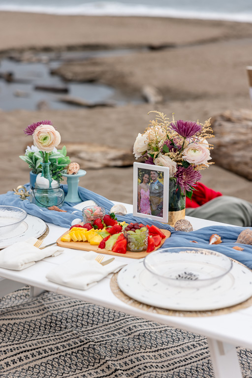 custom proposal picnic table on the beach