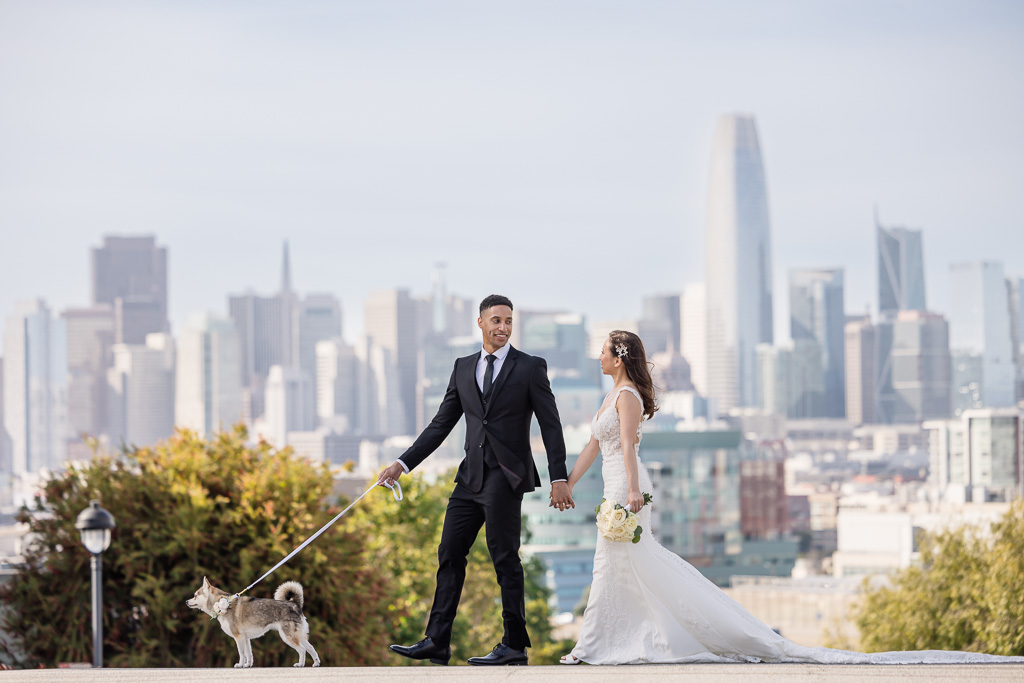 Potrero Hill wedding photo with small dog