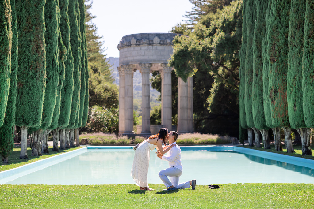 marriage proposal at Pulgas Water Temple in Redwood City