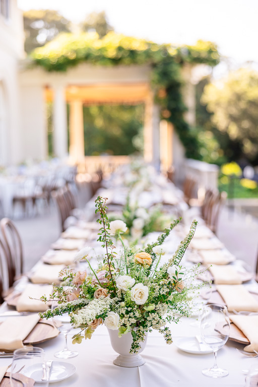 long farm tables for outdoor dinner reception