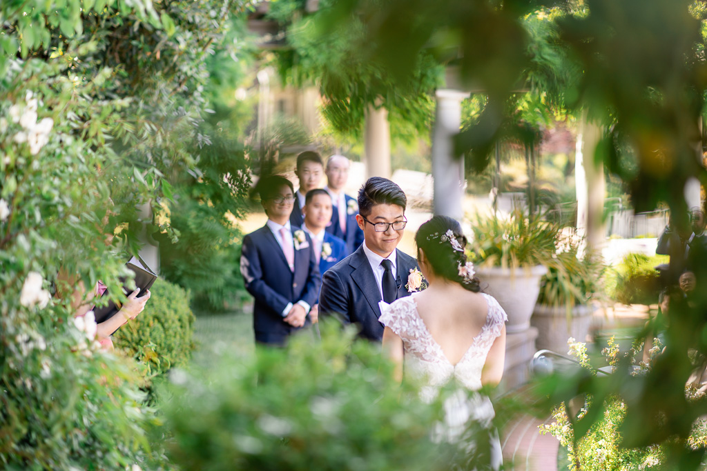 creative hidden angle during Montalvo Arts Center wedding ceremony