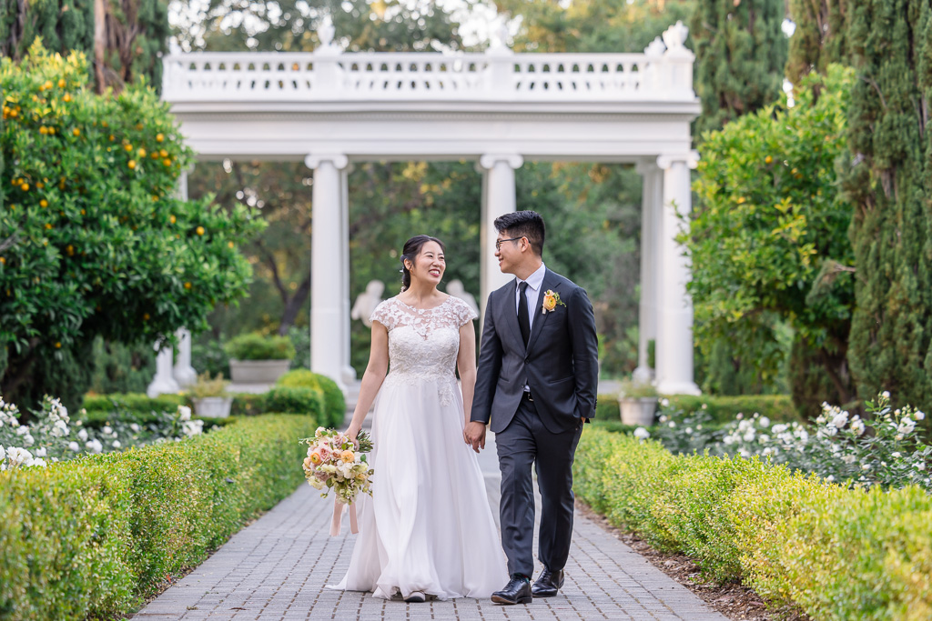 wedding portraits at the Love Temple in the Montalvo Arts Center