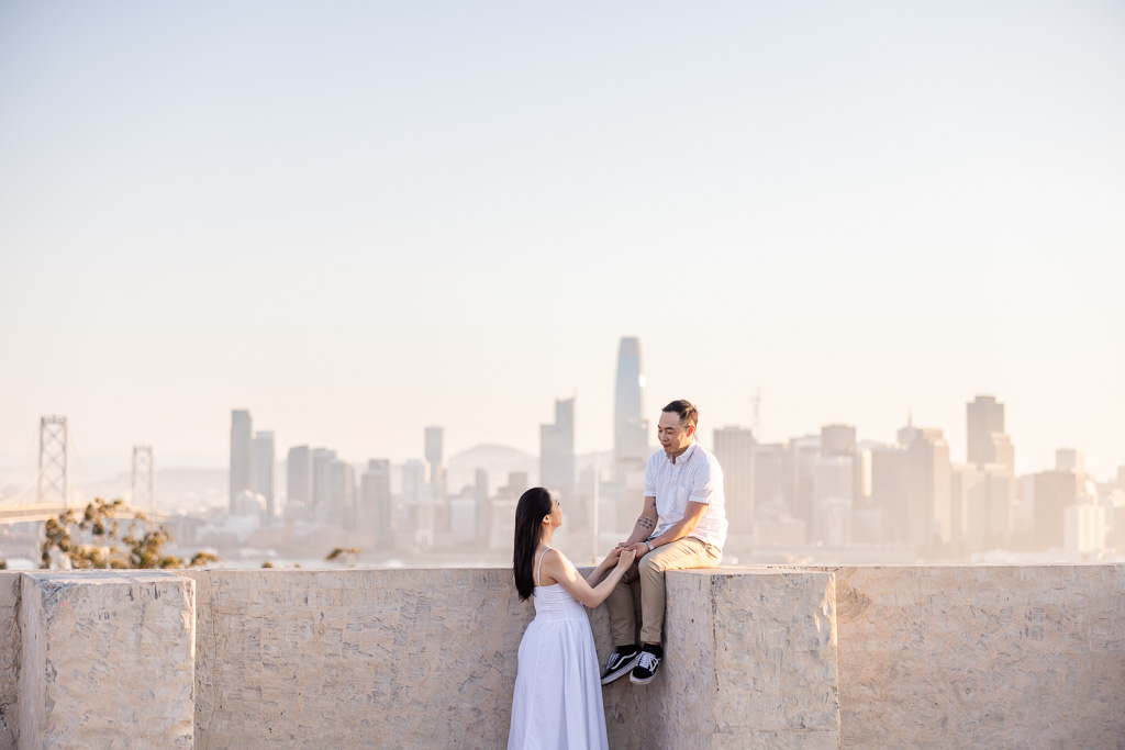 Yerba Buena Island sunset engagement photos