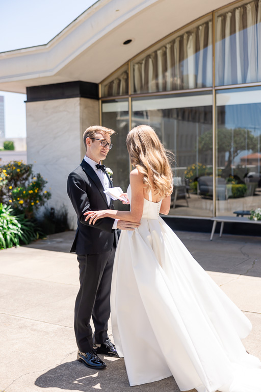 cute moment between bride and groom