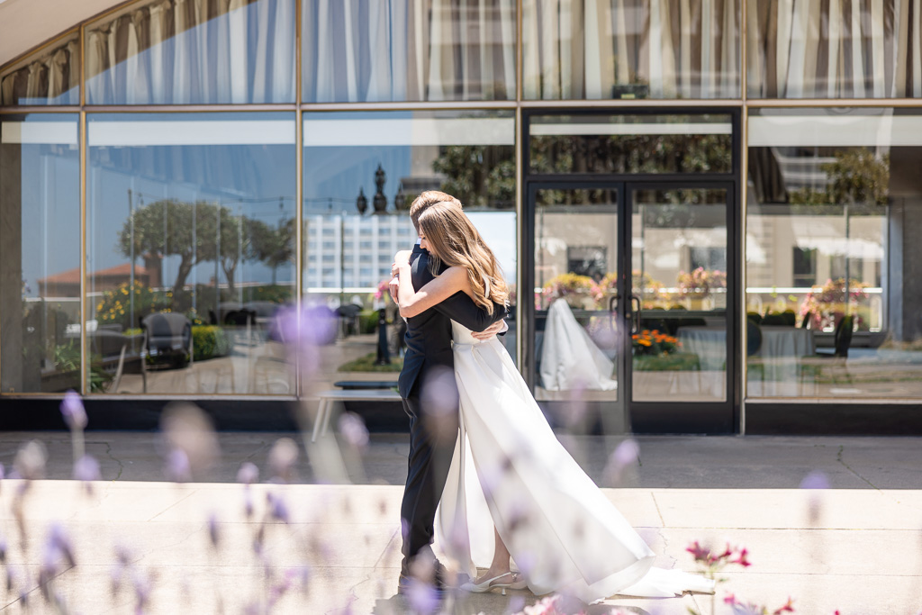 Fairmont San Francisco rooftop garden wedding portraits