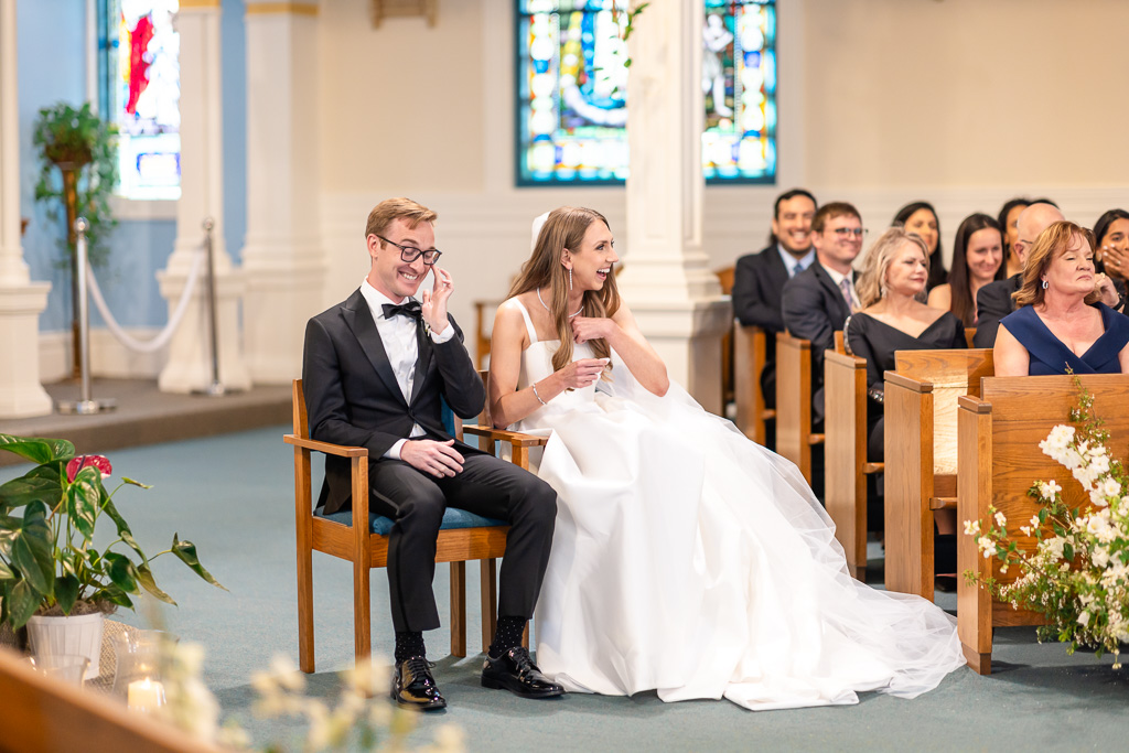 a funny moment during a church wedding ceremony