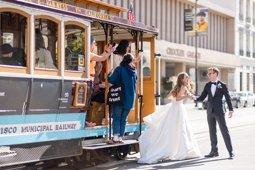 San Francisco romantic urban cable car wedding