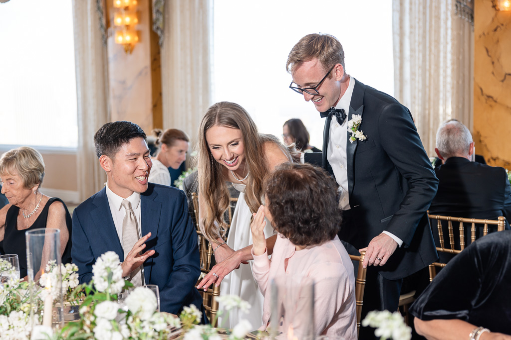 table visits with guests at reception