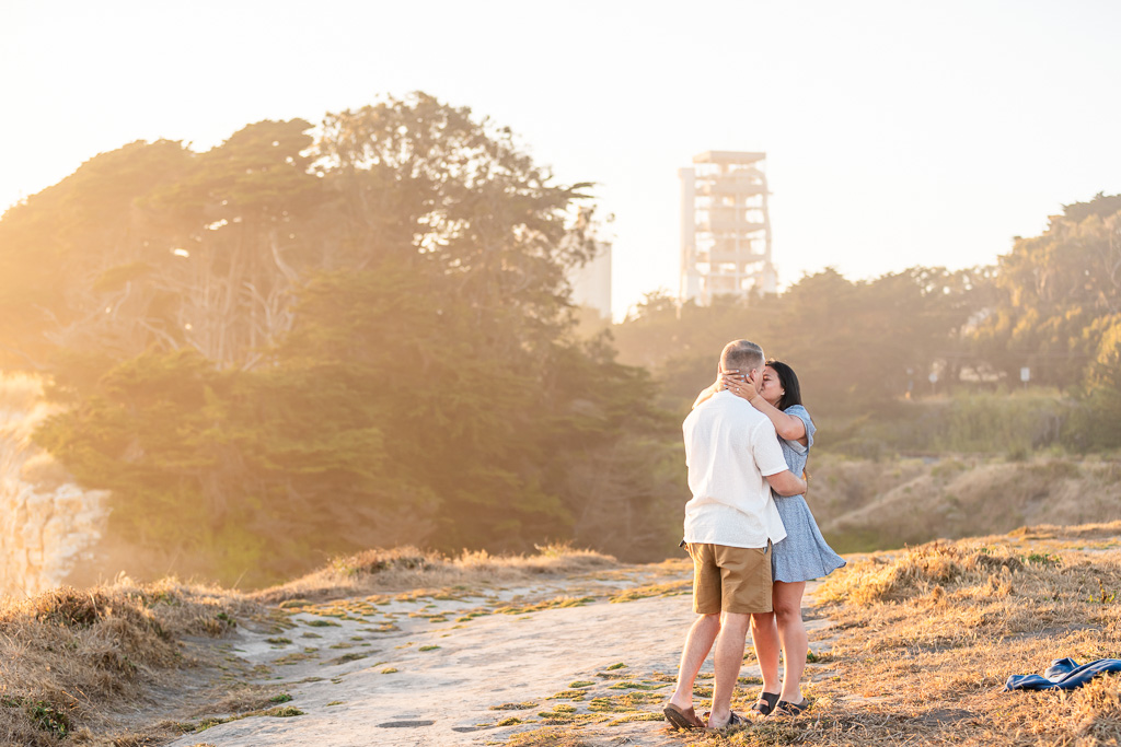 golden hour engagement photos at Davenport