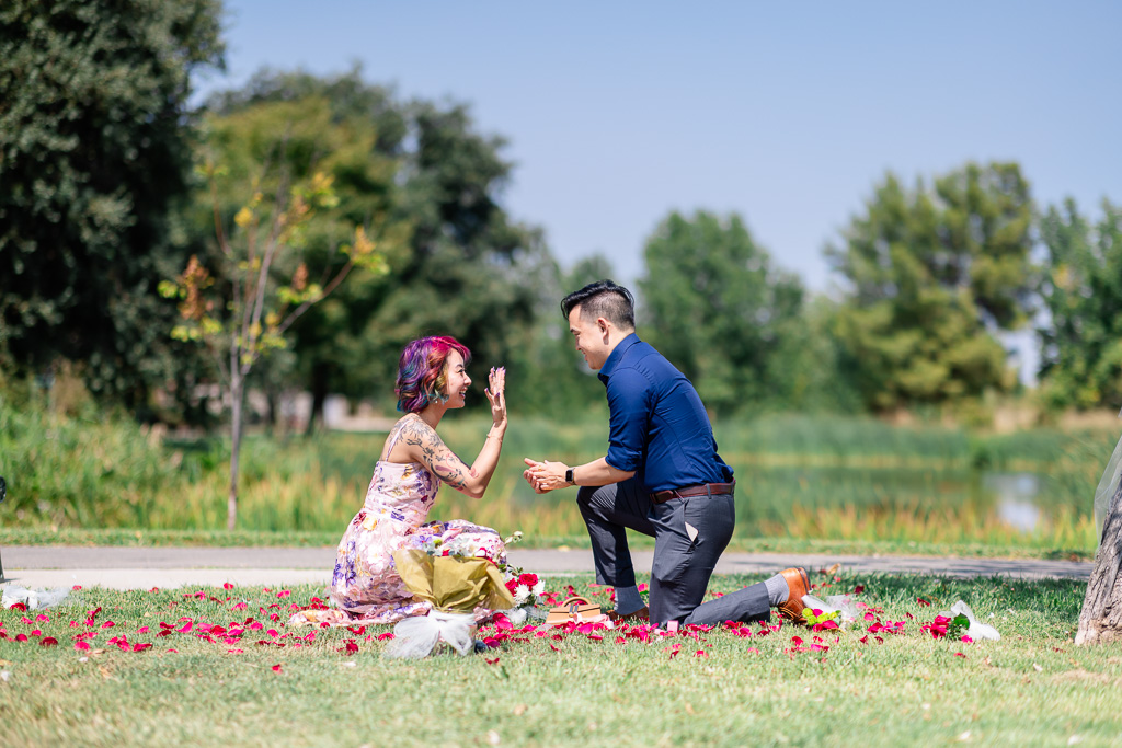 flashing the ring after accepting marriage proposal