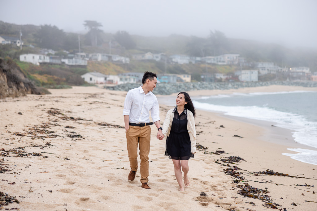 Half Moon Bay beach engagement photos