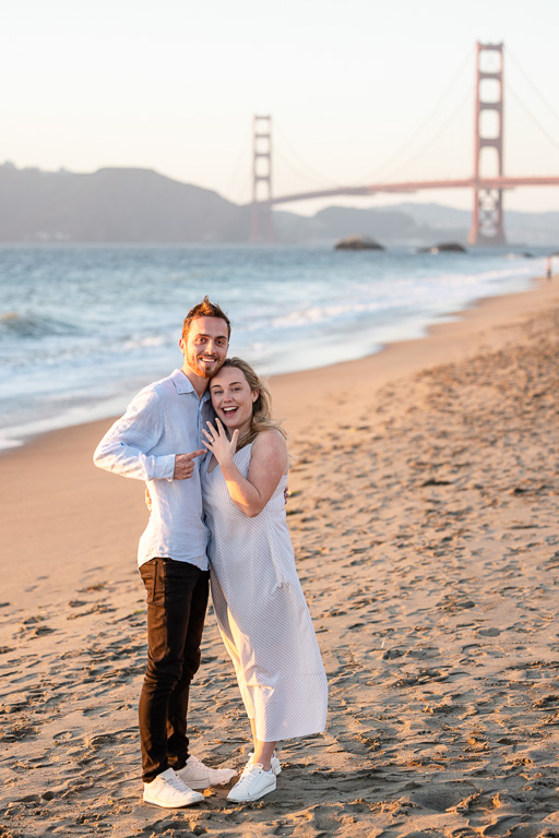 newly engaged photos at the Golden Gate Bridge