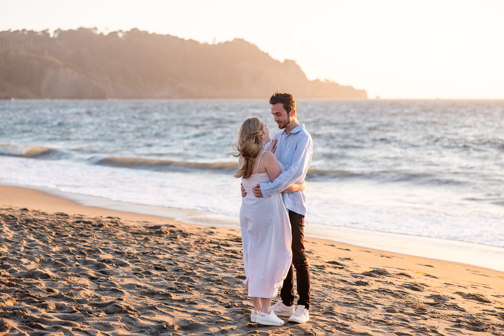 engagement photos at the beach at golden hour