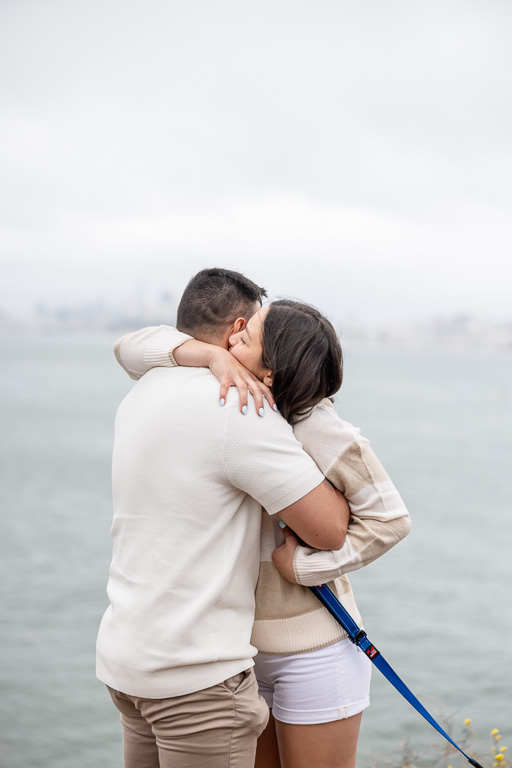 a hug after engagement