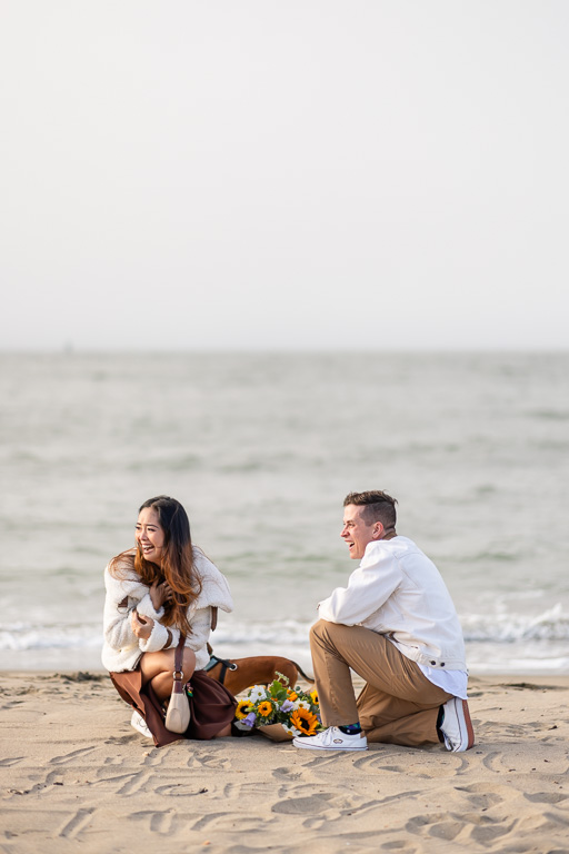 happy couple seeing family