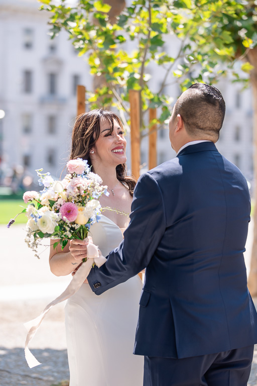 beautiful first look before wedding ceremony