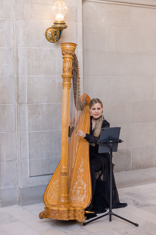 Krista Strader, harpist, at San Francisco City Hall