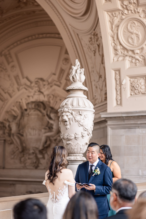 groom delivering his personal vows to his bride