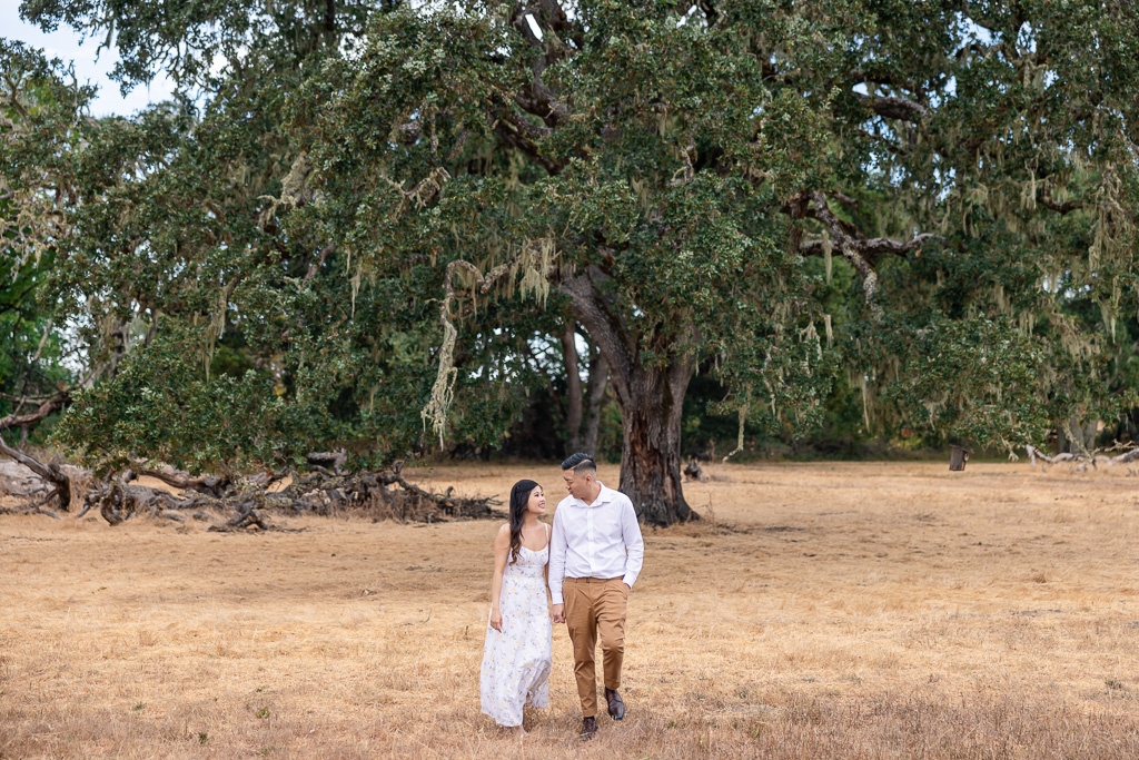 engagement shoot in a forested park