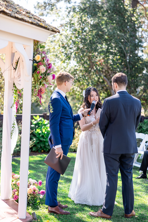 bride delivering her private vows