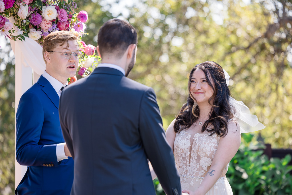 bride looking at the groom during ceremony