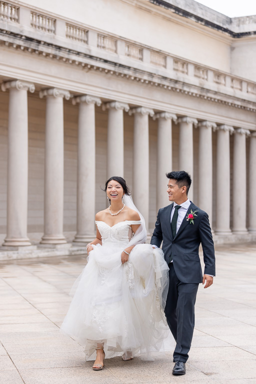 bride and groom walking