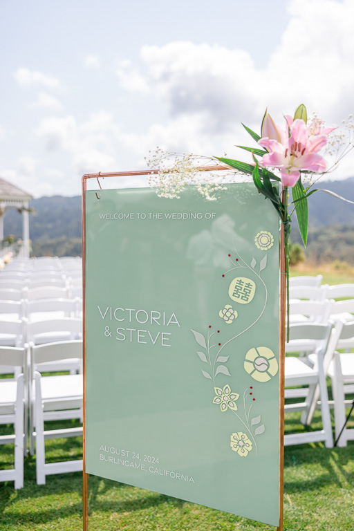 teal acrylic wedding welcome sign