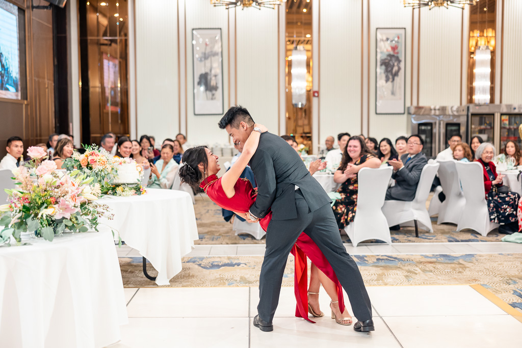 a dip at the end of the first dance at HL Peninsula