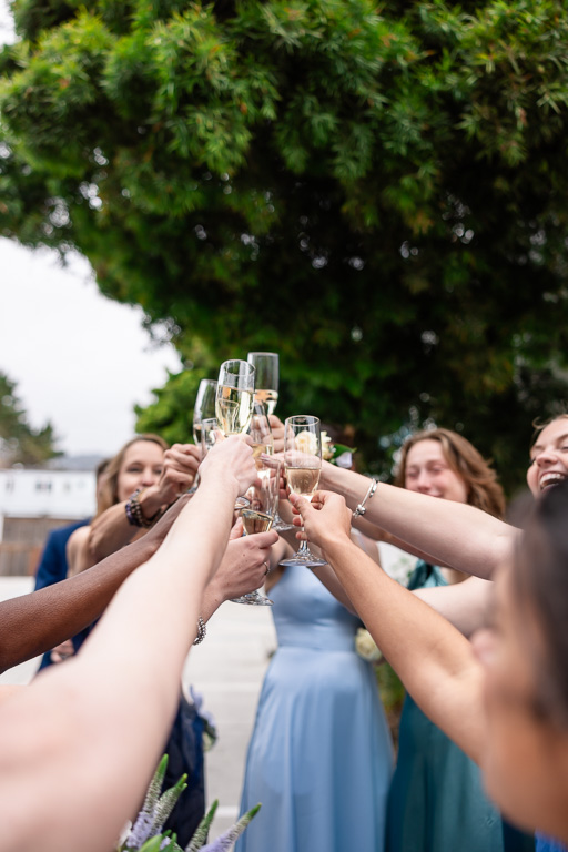 raising a toast to the bride and groom right after ceremony