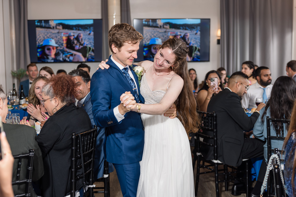 bride and groom dancing