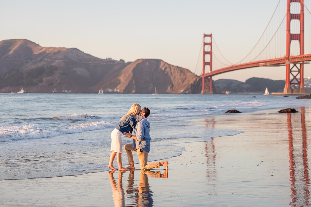 marriage proposal at low tide at Marshalls Beach