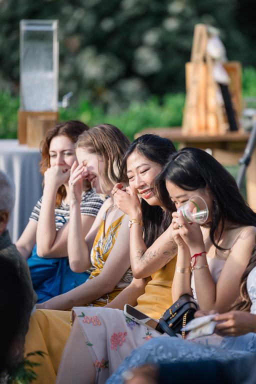 a bunch of girls crying during wedding ceremony