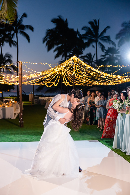 a dip and kiss to end the first dance