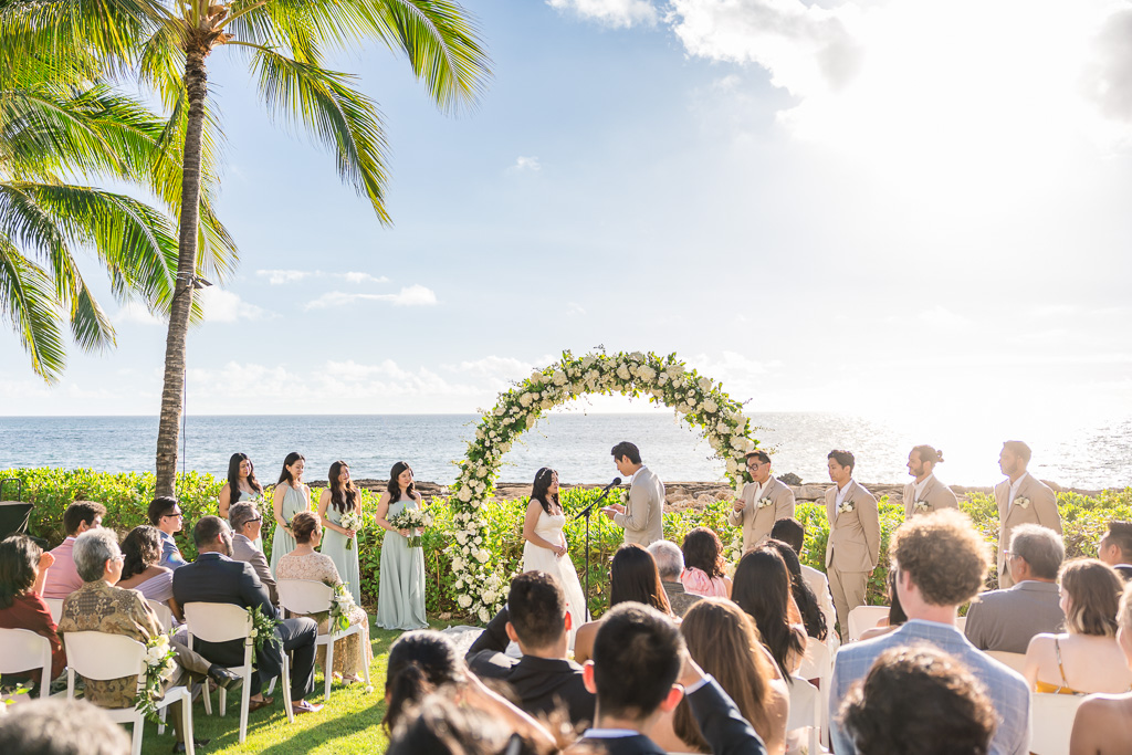 wedding ceremony at Four Seasons Ko Olina on a perfect sunny day