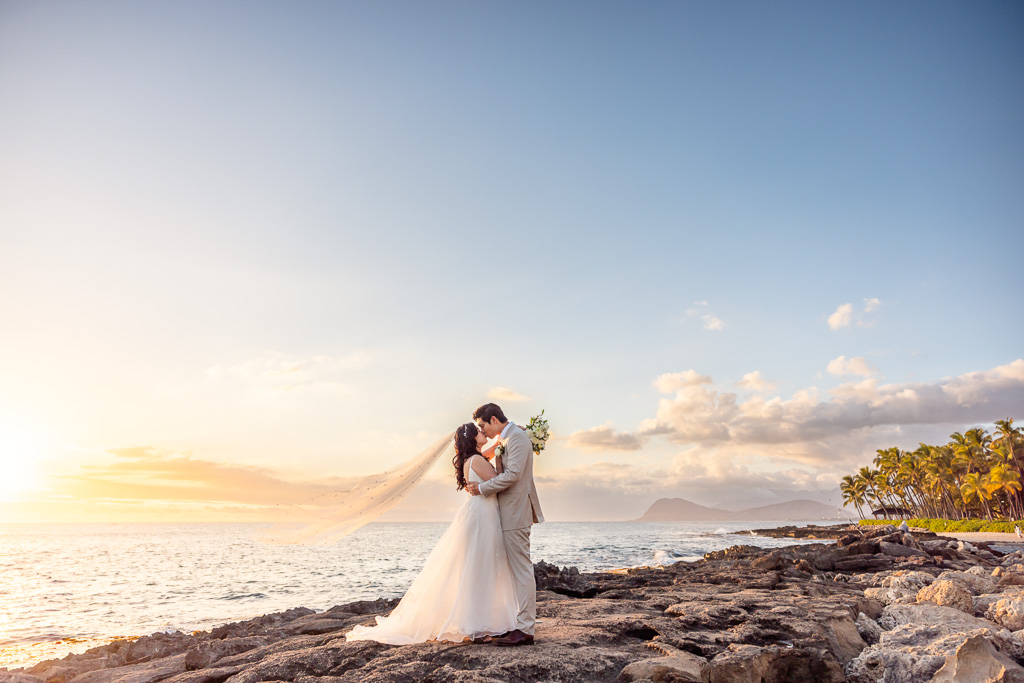 sunset wedding photos at Ko Olina