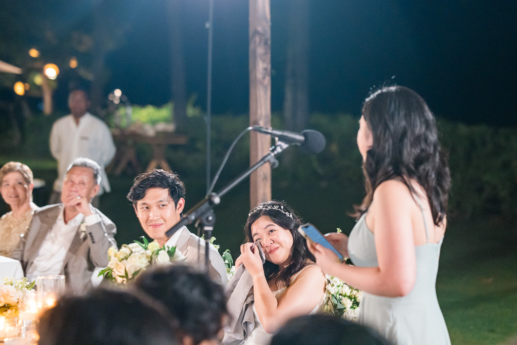 a poignant moment during a wedding speech