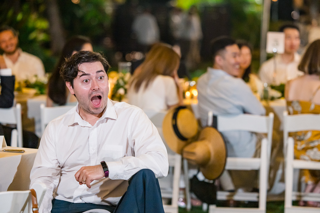 wedding guest surprised by wedding speech