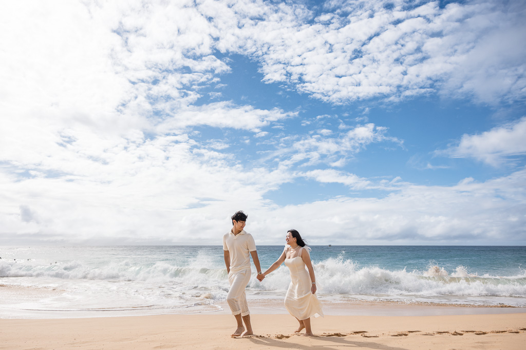 Oahu Sandy Beach engagement photos